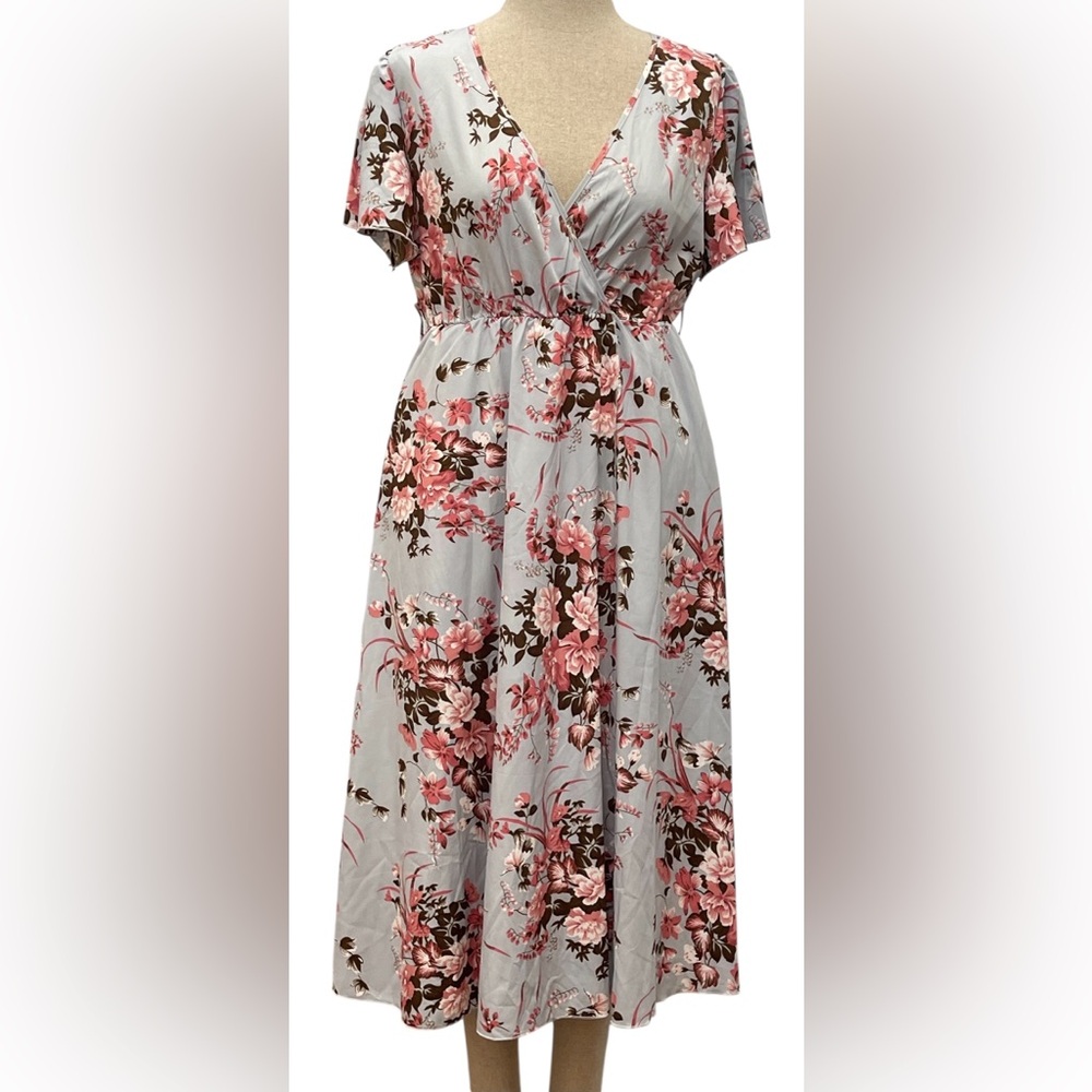 BloomChic Floral Wrap Dress - Pink and Brown